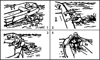 Figure 16-14. Method of Boarding Seven-Man Raft